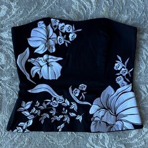 White House Black Market strapless embroidered halter